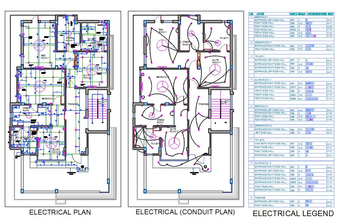 House Electrical Layout Plan With Schedule Modules AutoCAD 