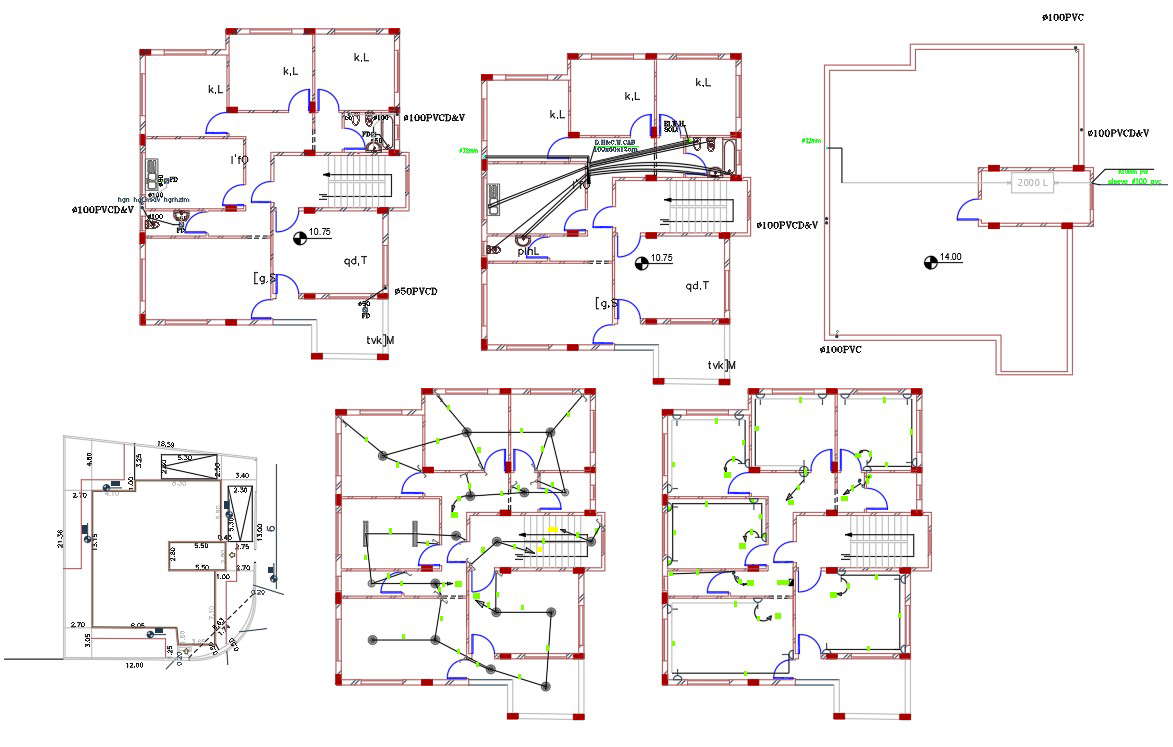 House Electrical and Plumbing Layout Plan Drawing Cadbull