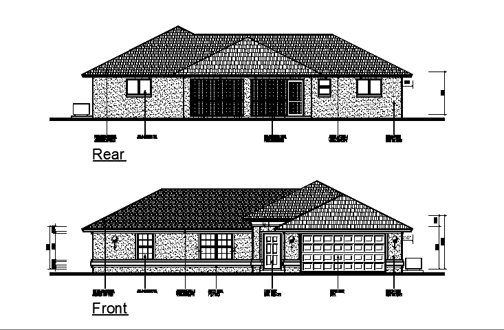 House Elevation AutoCAD Drawing File Download - Cadbull