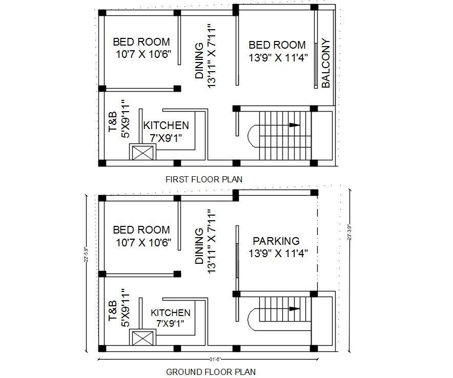 House Plan With Column Layout Design AutoCAD File - Cadbull