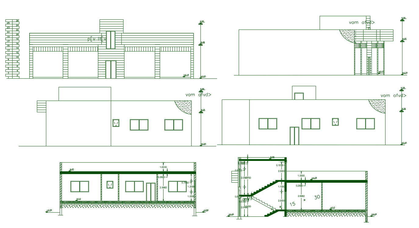 House With Shop Building Sectional Elevation Design - Cadbull