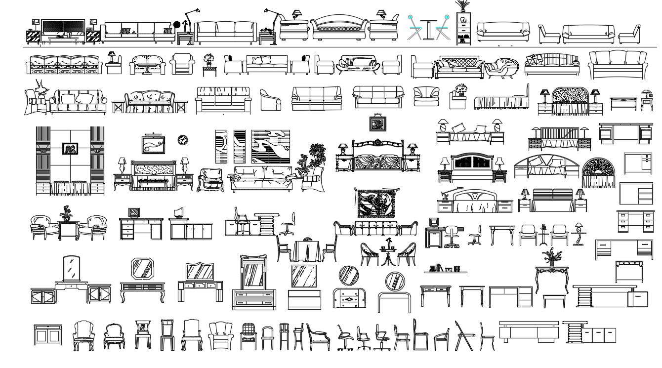 мебель в плане dwg