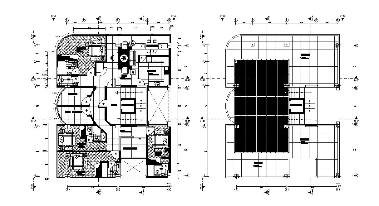 House plan with roof is given in this Autocad 2D DWG drawing file ...