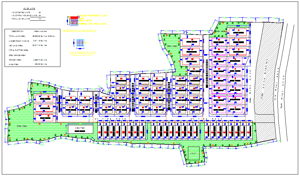 Housing Layout Design With Area Detail Cadbull