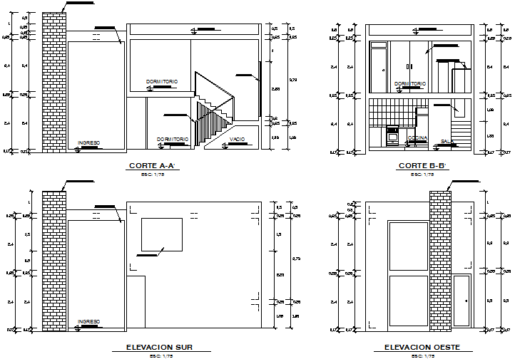 Housing plan detail dwg file - Cadbull