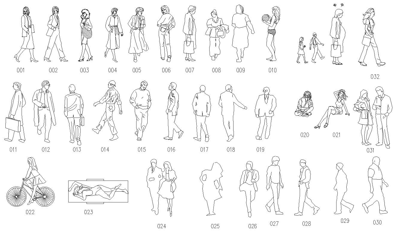 Human figure design with different poses details dwg autocad drawing ...