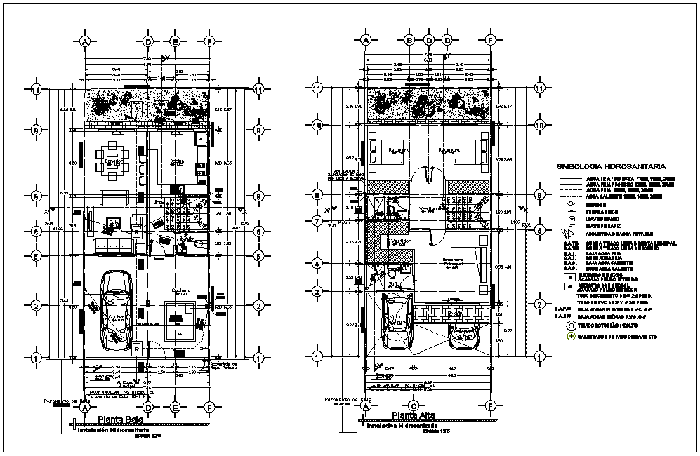 Hydraulic view with low and high floor plan of house dwg file - Cadbull