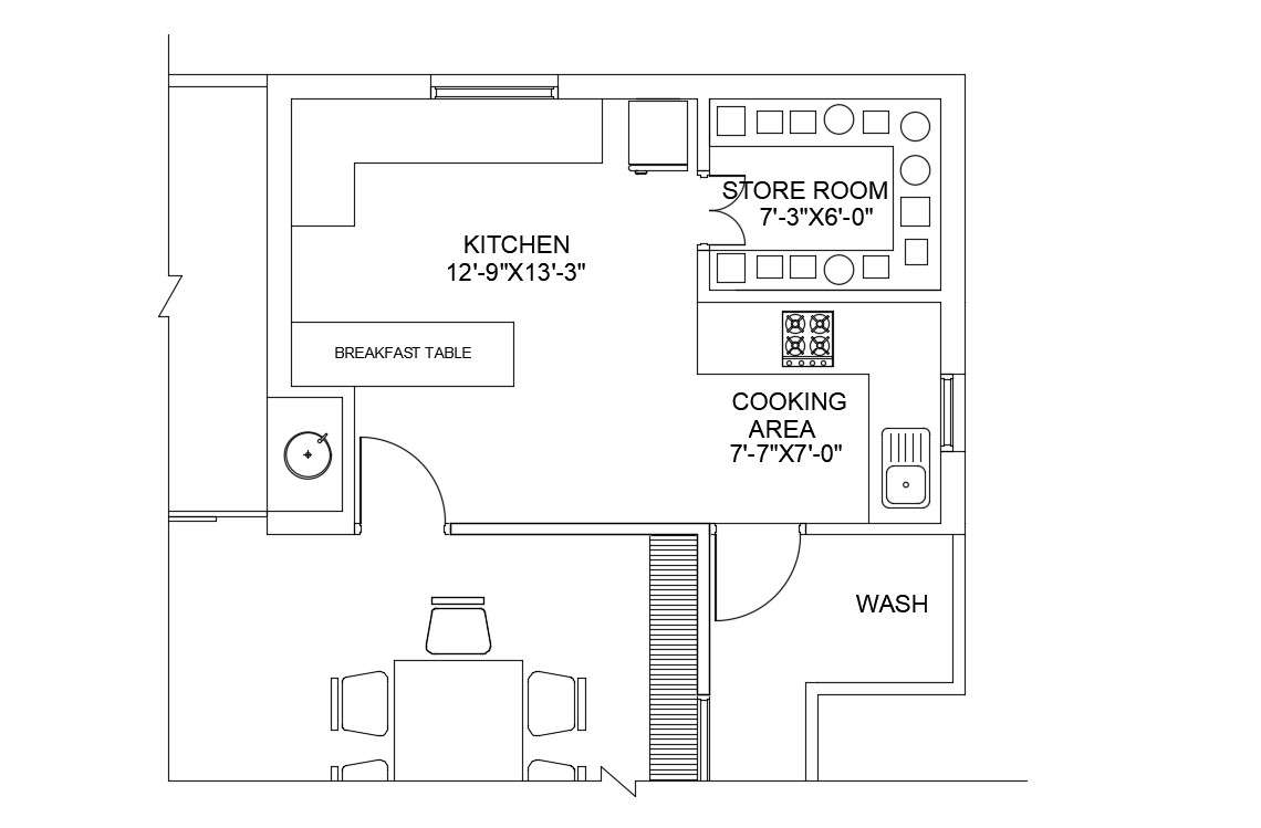 Ideal Kitchen Layout CAD  Drawing Download File Cadbull