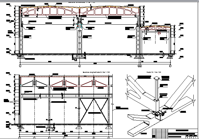 Industrial Plant Building Section With Wall Construction Details Dwg 