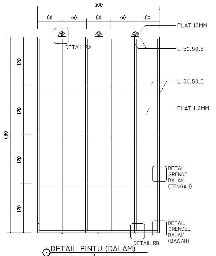 Inner door details in AutoCAD 2D drawing, CAD file, dwg file - Cadbull