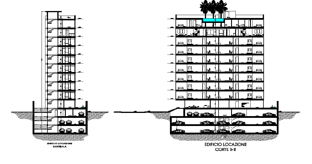 Intelligent building section details are given in this 2D Autocad ...