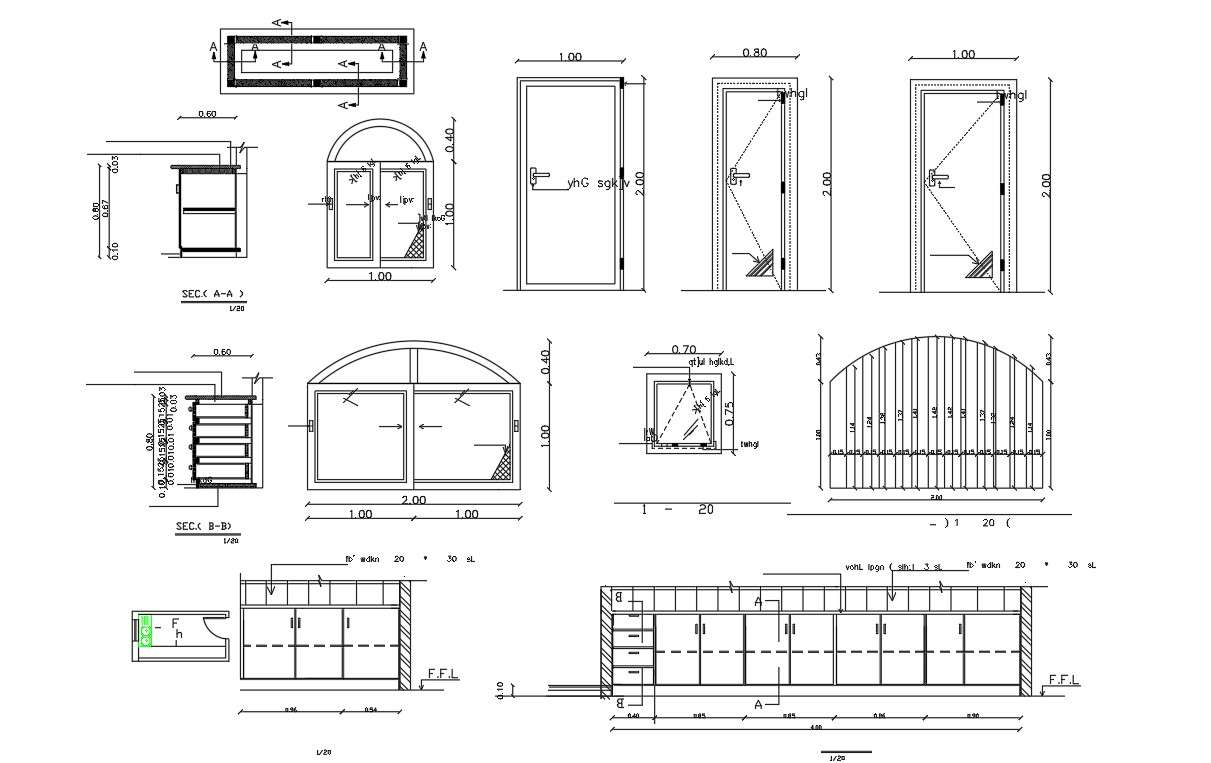 Interior Design Drawing Of Doors And Cabinet AutoCAD File - Cadbull