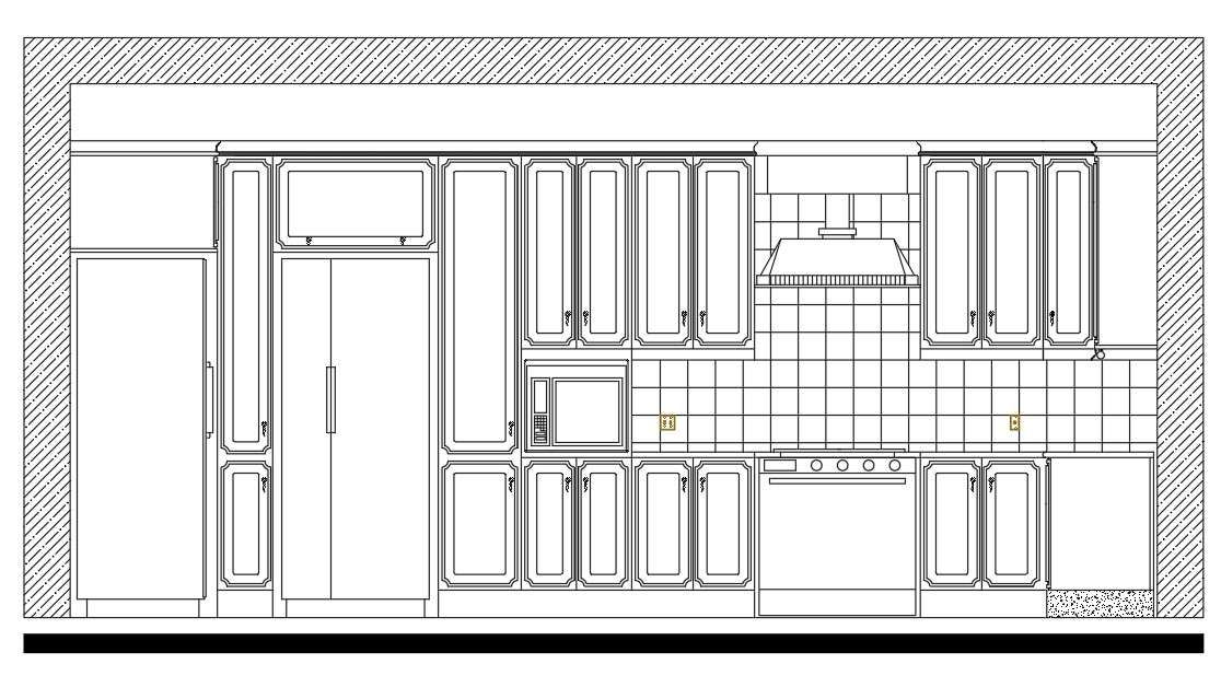Interior Kitchen Elevation Design CAD Drawing Cadbull