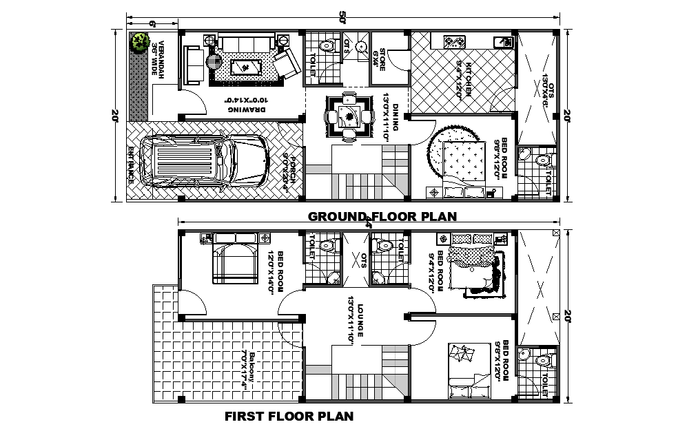 20x50 House Plan 20 50