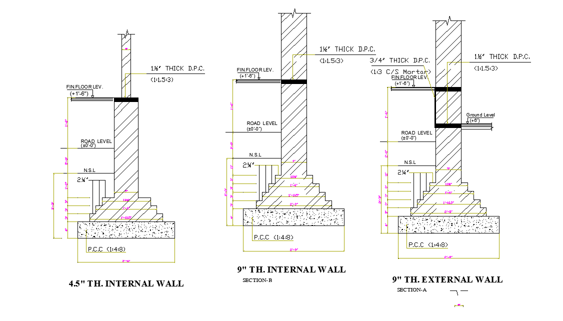 Footing Design 2d Cad Drawings Dwg File Cadbull