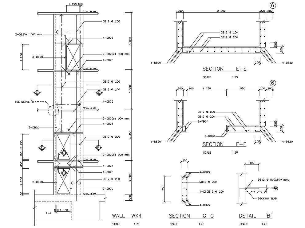 In this AutoCAD DWG Drawing, the Wall section details are given ...