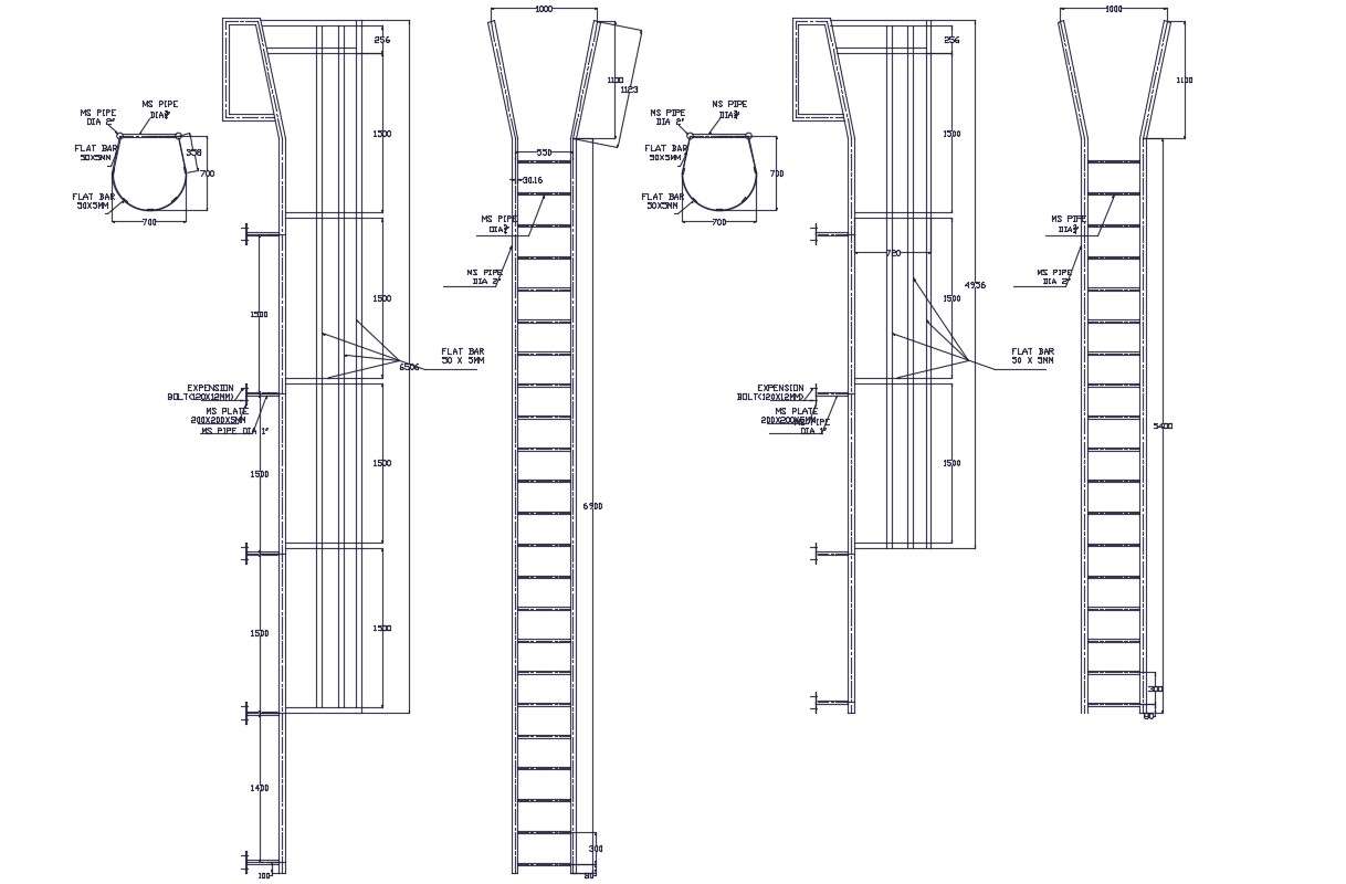 Iron Ladder Free CAD Drawing Cadbull