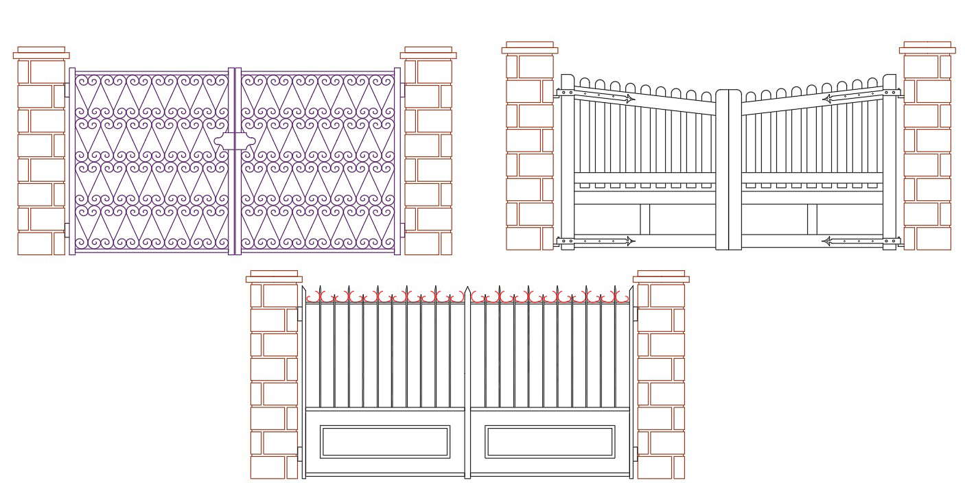 Iron Main Gate Design CAD Blocks Cadbull