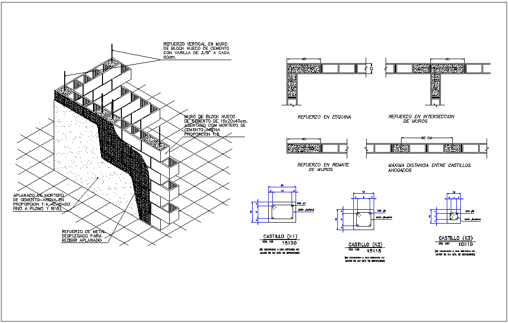 Isometric View With Construction View With Different Wall Joint With Its Construction Dwg File