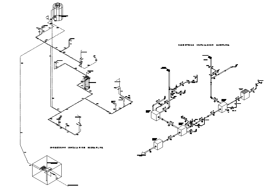 Isometric water pipe line detail dwg file Cadbull