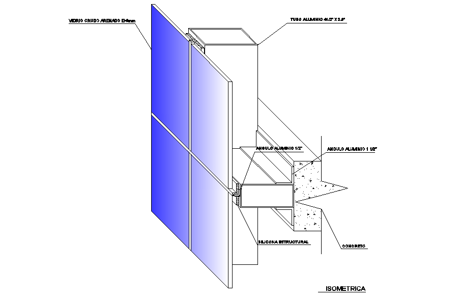 Isometric viewof curtain wall floor is given in this Autocad drawing ...