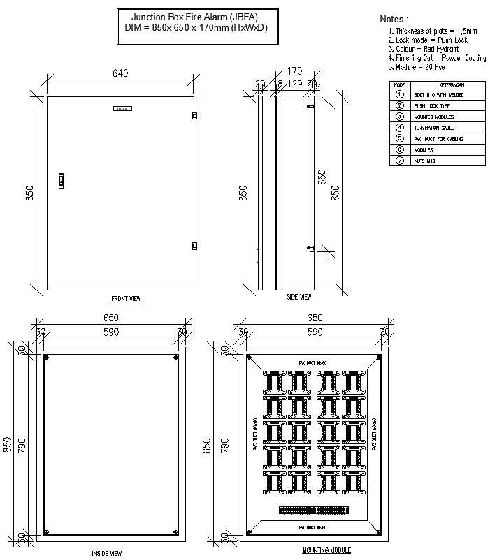 D Drawing Of Fire Alarm Junction Box In Autocad Dwg File Cad File