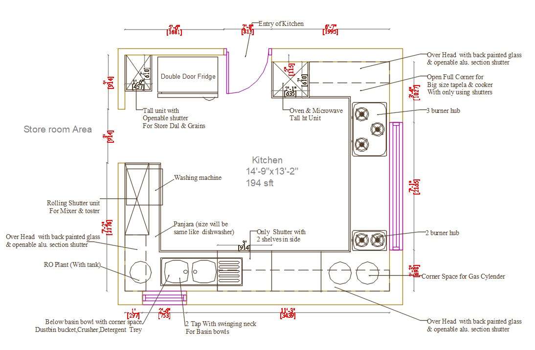  Kitchen  Floor Plan  AutoCAD File Cadbull