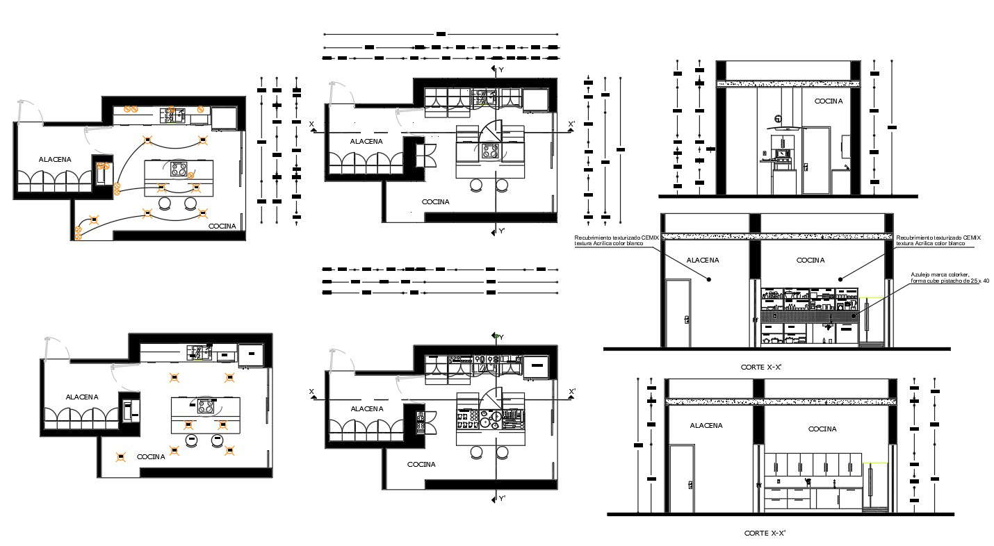 Kitchen Layout plan and Section With DWG File - Cadbull