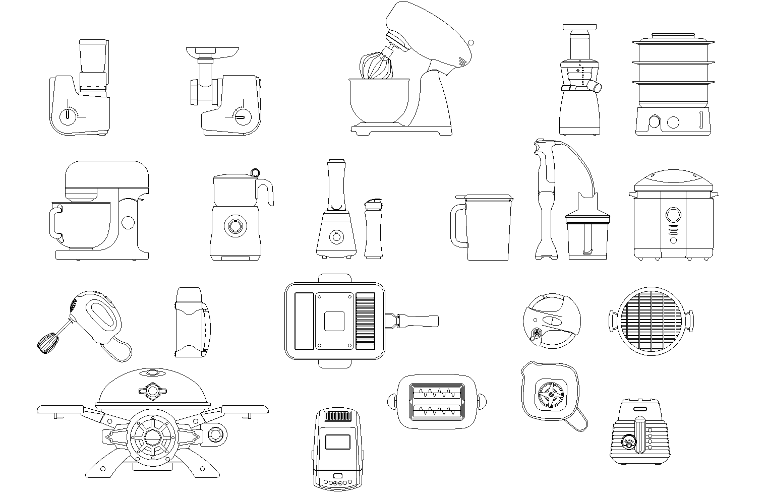 Kitchen Appliances Plan Detail Dwg Cadbull