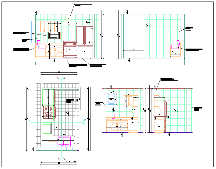 Kitchen detail view dwg file - Cadbull