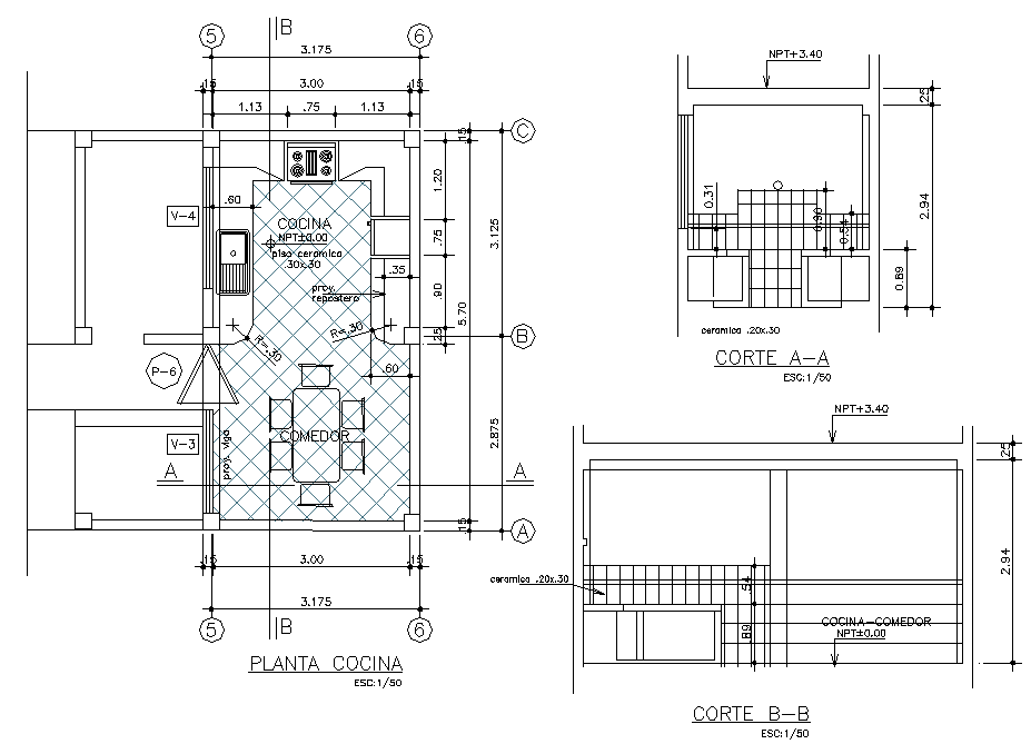 Kitchen Plan And Section Autocad File Cadbull