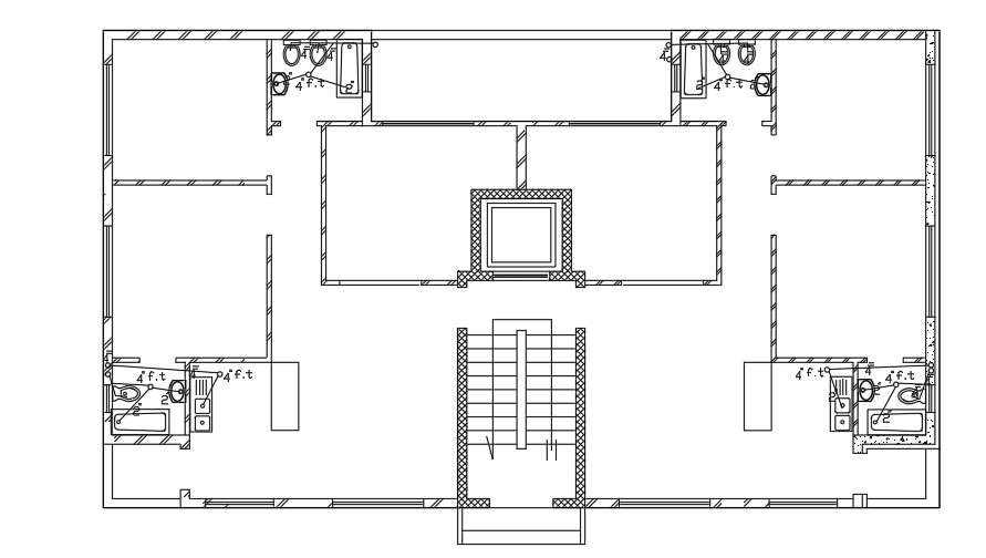 Kitchen And Toilet Layout Of 20x10 Meter Apartment DWG File - Cadbull