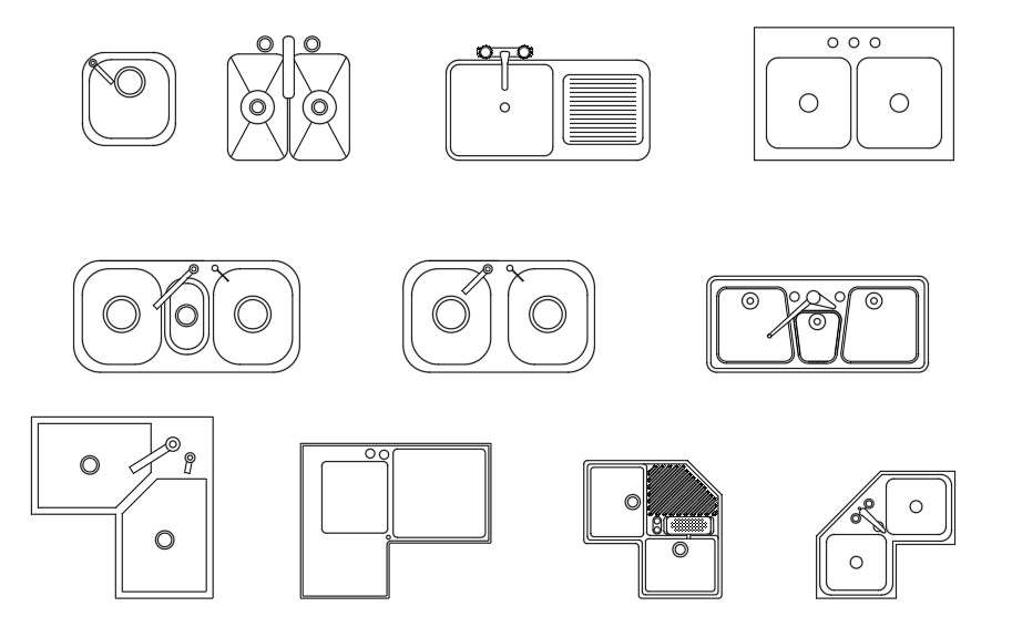 Kitchen Sink Autocad Blocks Dwg File Cadbull