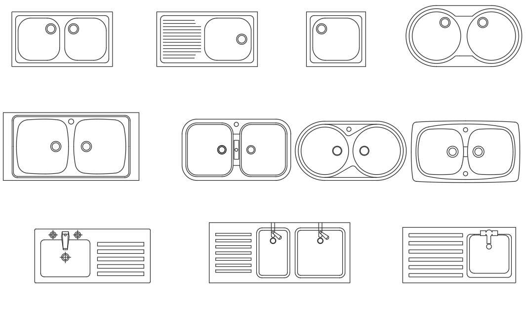 Kitchen Sink AutoCAD Blocks Drawing Cadbull