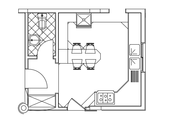 Kitchen cum attached bathroom plan - Cadbull