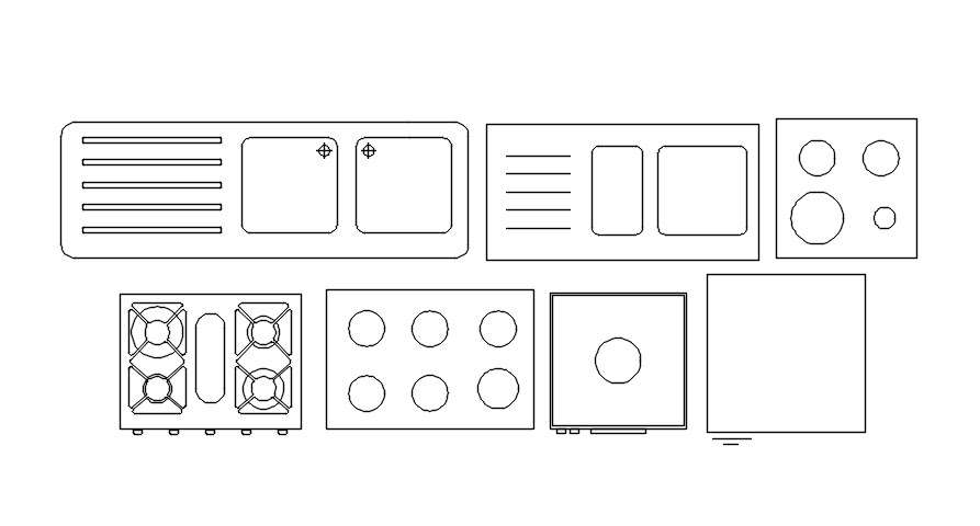 Kitchen equipments 2D AutoCAD blocks, dwg file, CAD file - Cadbull