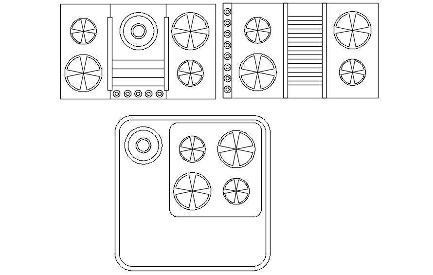 Kitchen gas stove cad blocks in AutoCAD, dwg file. - Cadbull