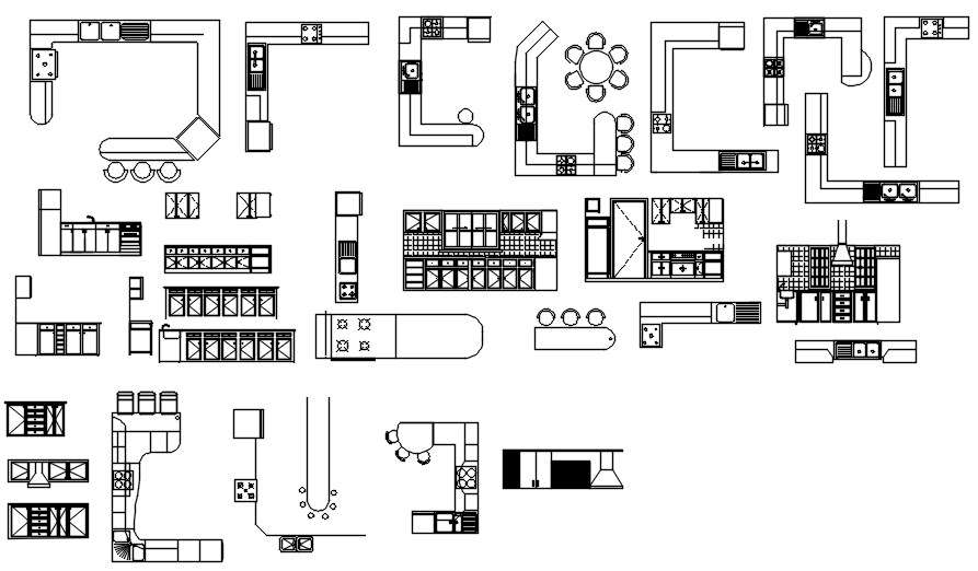 Kitchen platform and furniture design CAD blocks in AutoCAD 2D drawing ...