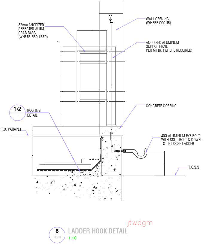 Ladder hook detail in AutoCAD 2D drawing, dwg file, CAD file - Cadbull