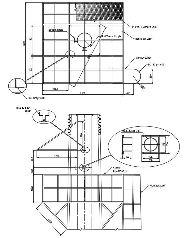 Ladder type structure design in detail AutoCAD 2D drawing, CAD file ...