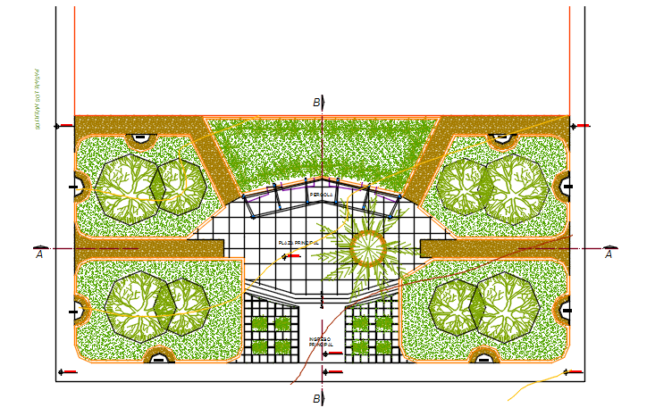 Land sceping garden area detail dwg file - Cadbull