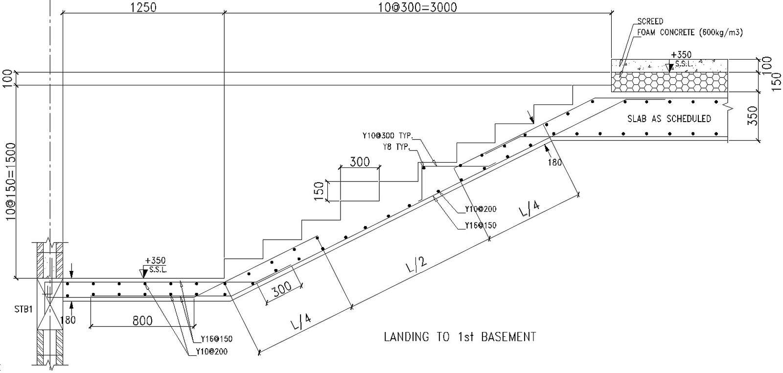 Landing to basement stairs details in AutoCAD, dwg files. - Cadbull