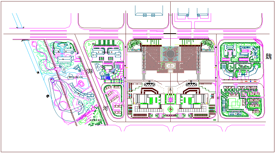 Landscape view of business center dwg file - Cadbull