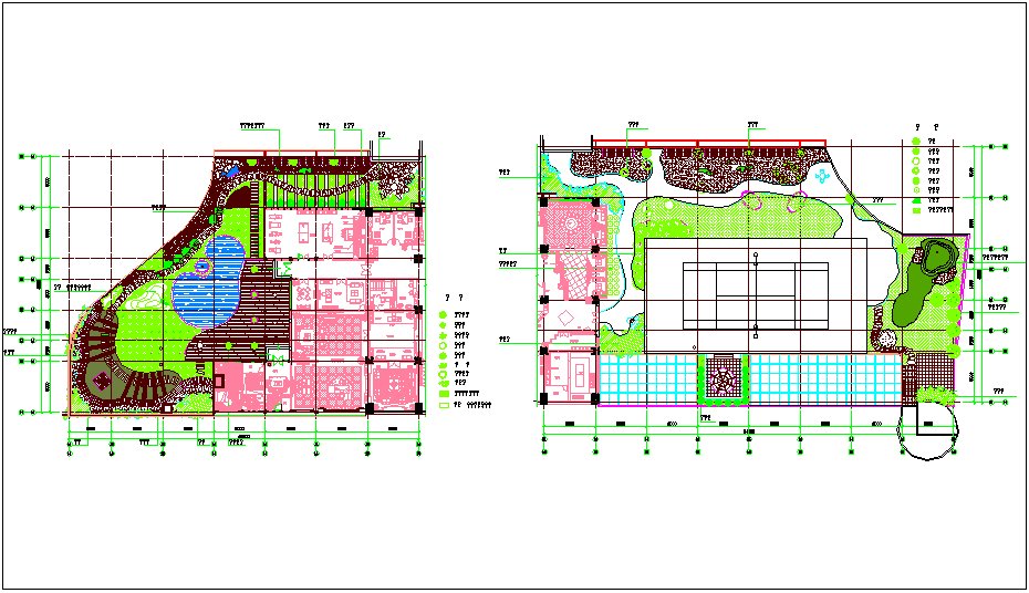 Landscape view of club house dwg file - Cadbull