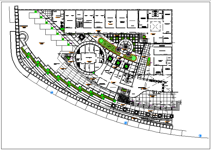 Landscape view of municipal building dwg file - Cadbull