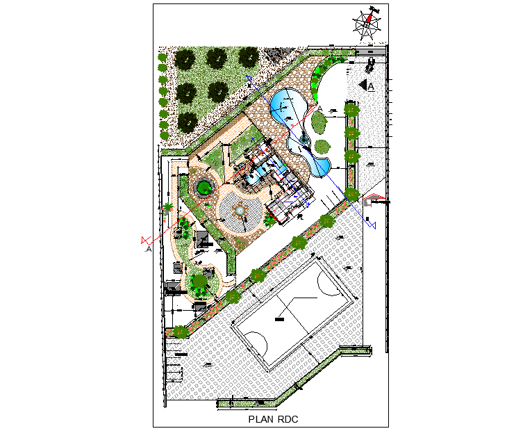 Landscaping Mansion ranch plot layout file - Cadbull