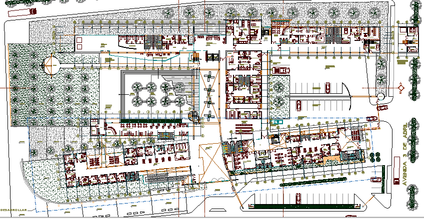 Landscaping and Structure Details of Multi-Flooring Hospital dwg file ...