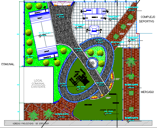 Landscaping details of recreational park design dwg file - Cadbull