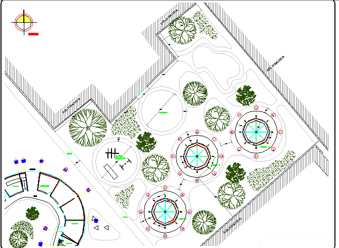 Landscaping details of single story market dwg file - Cadbull