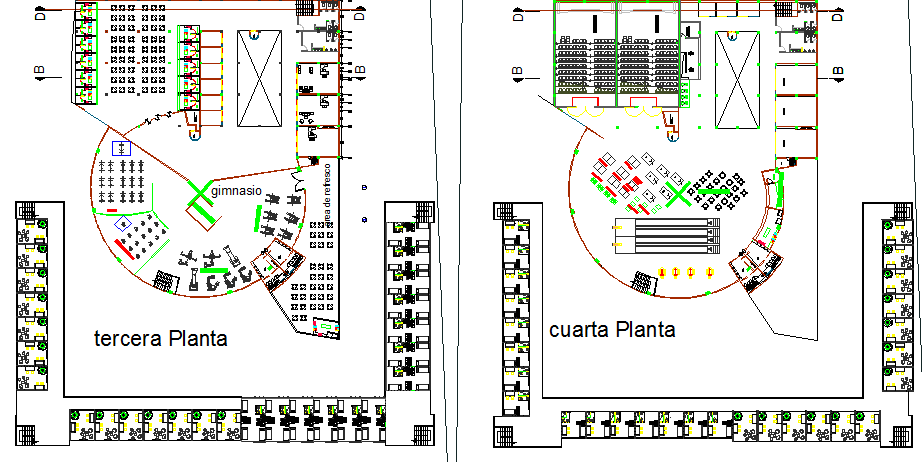 Landscaping details with structure of proposed market dwg file - Cadbull